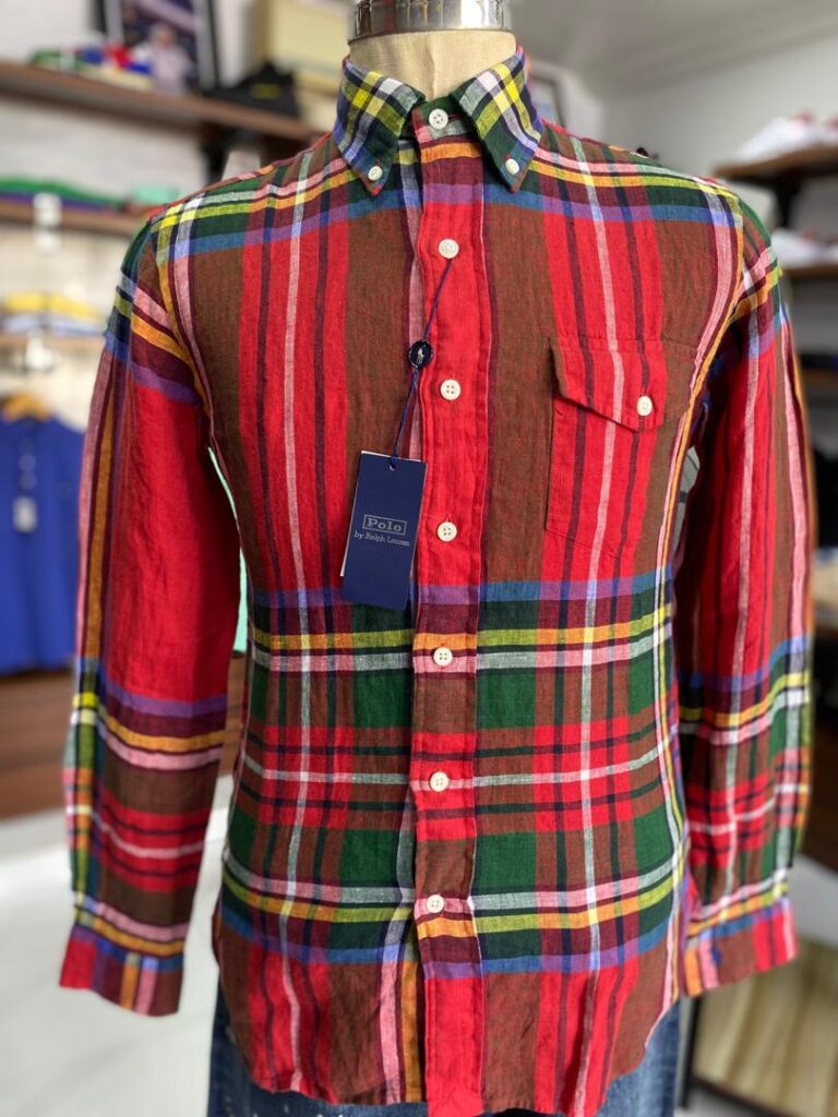 linen red men shirt