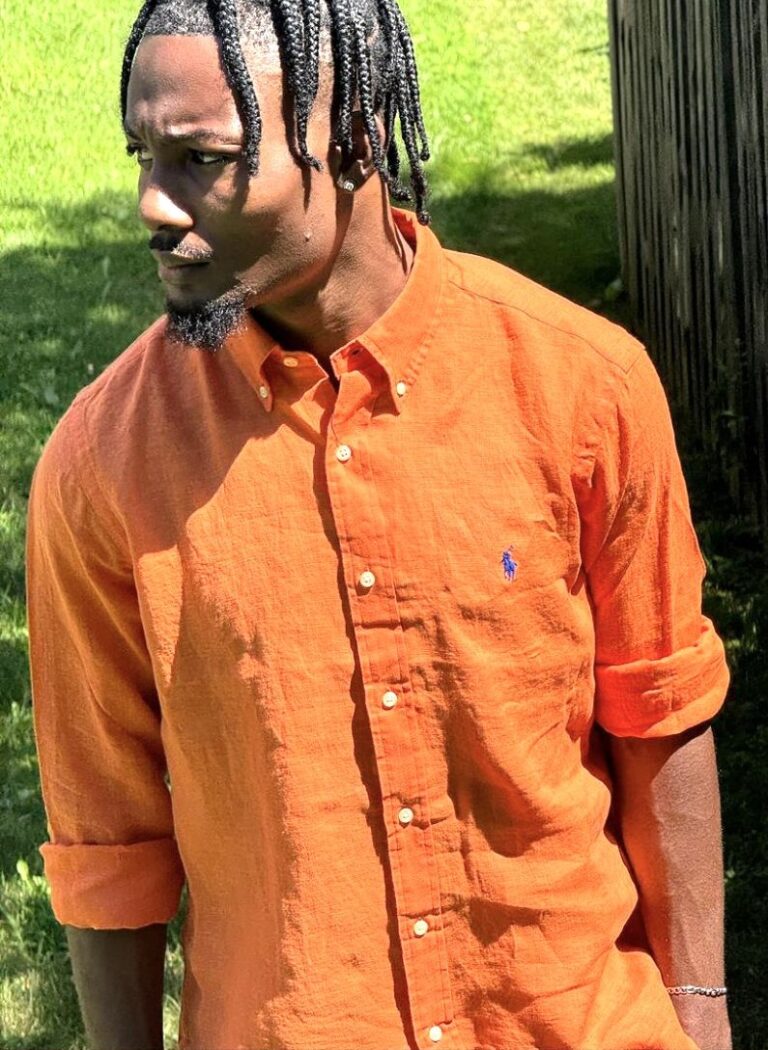 polo orange linen shirt