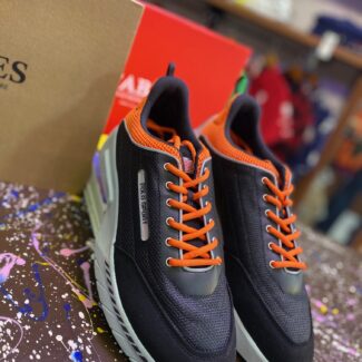 polo ralph lauren black and orange sport sneakers