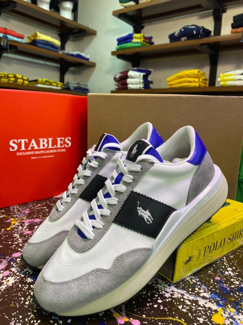 Gray and White Small Pony Sneakers – Premium Ralph Lauren Footwear