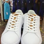 Ralph Lauren Small Pony Sneakers – White with Multicolor Logo & Brown Accent