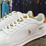 White Polo Sneakers – Small Multicolor Pony Logo & Brown Accent