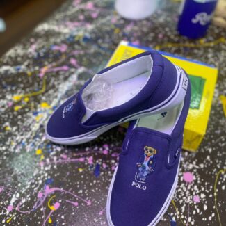 Ralph Lauren Blue Sneakers with Iconic Polo Bear Design
