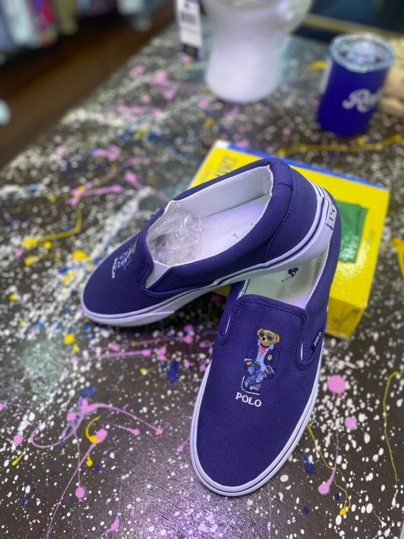 Ralph Lauren Blue Sneakers with Iconic Polo Bear Design