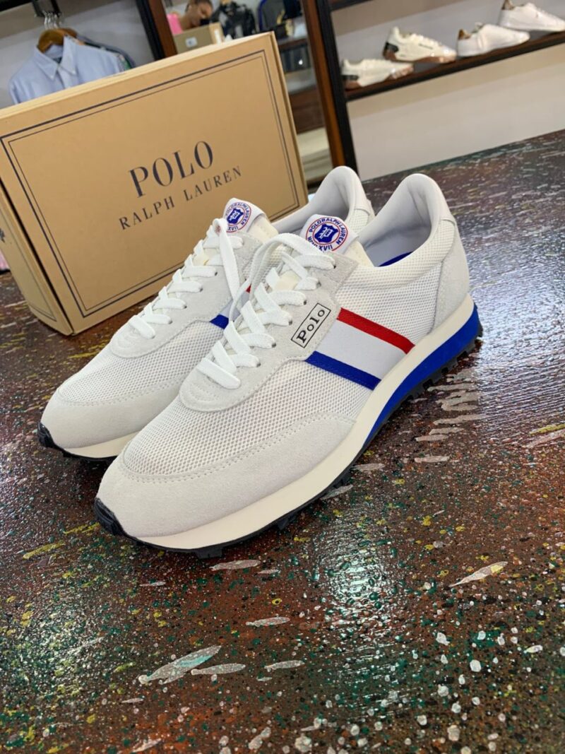 Blue and White Polo Sneakers with Small Pony Logo – Ralph Lauren