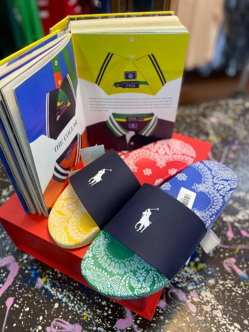 Ralph Lauren Polo Slides in Navy Print – Stylish Casual Wear
