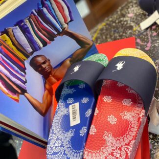 Ralph Lauren Navy Print Slides – Casual Polo Sandals