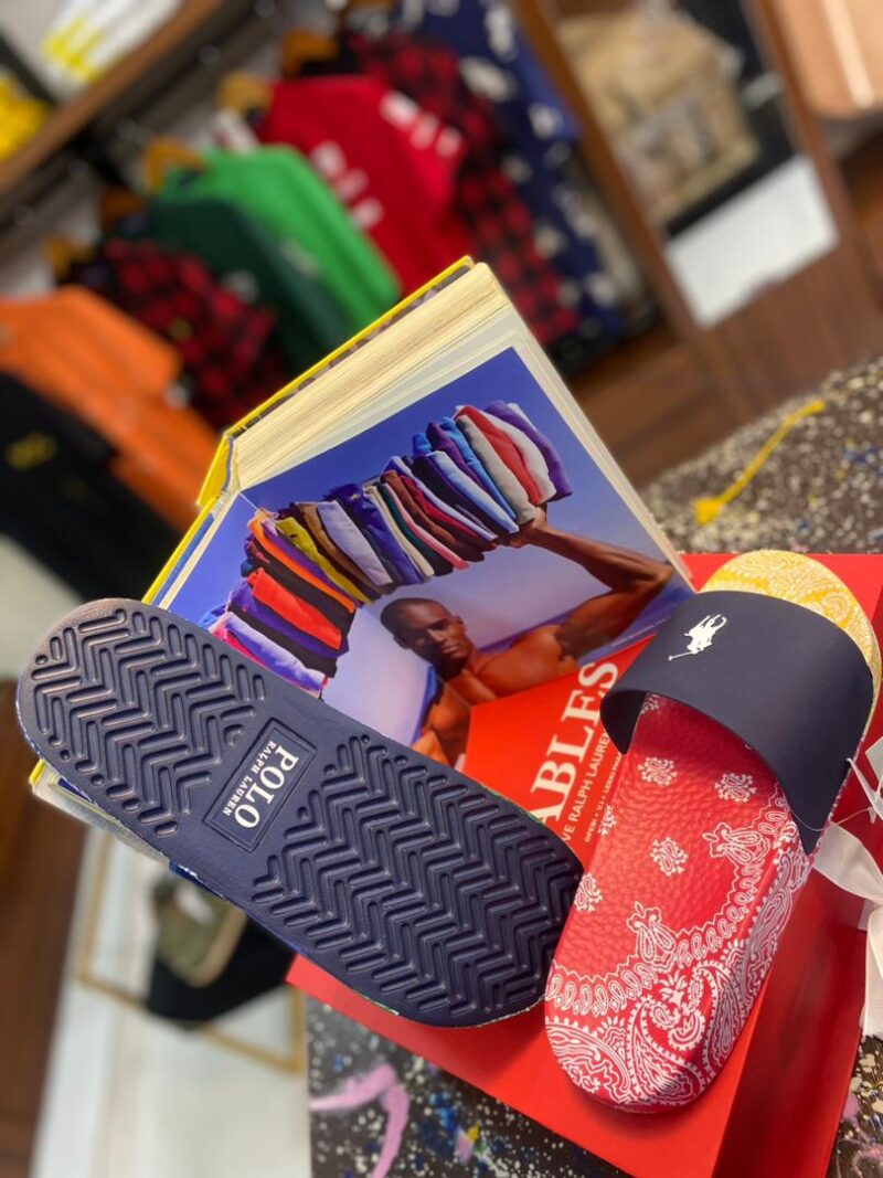 Polo Ralph Lauren Navy Logo Print Slides – Comfortable Footwear