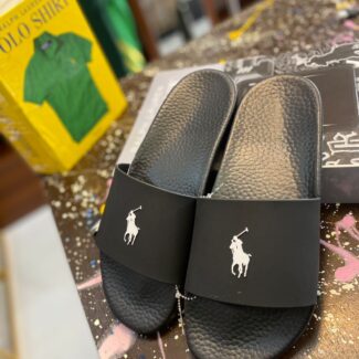 Ralph Lauren Black Slides – Plain Polo Sandals