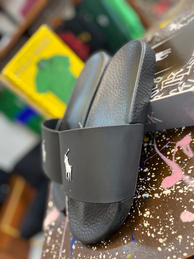 Ralph Lauren Polo Slides in Solid Black