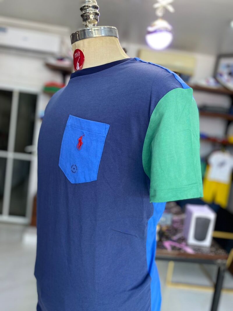 Small pony pocket tee blue green red pony
