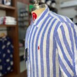 shortsleeve oxford blue shirt red pony logo
