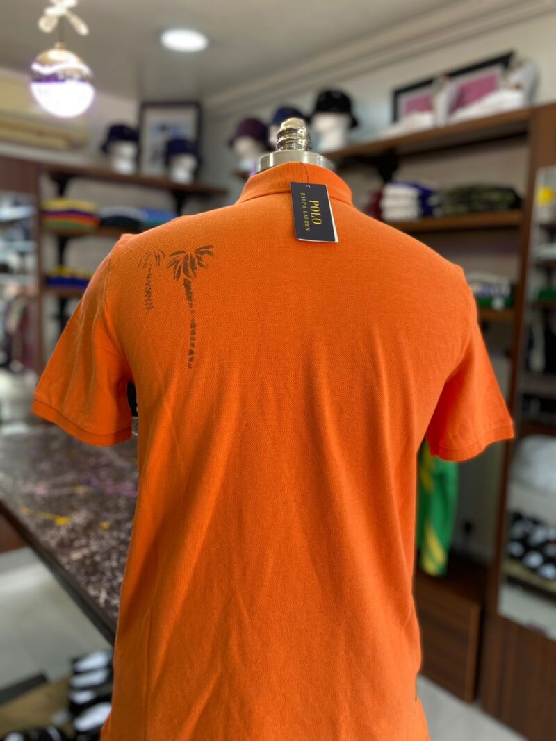 Novelty polo orange lizard print