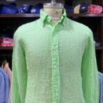 LINEN LONG SLEEVE SHIRT CUSTOM FIT GREEN