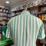 GREEN STRIPE LINEN SHORT SLEEVE SHIRT