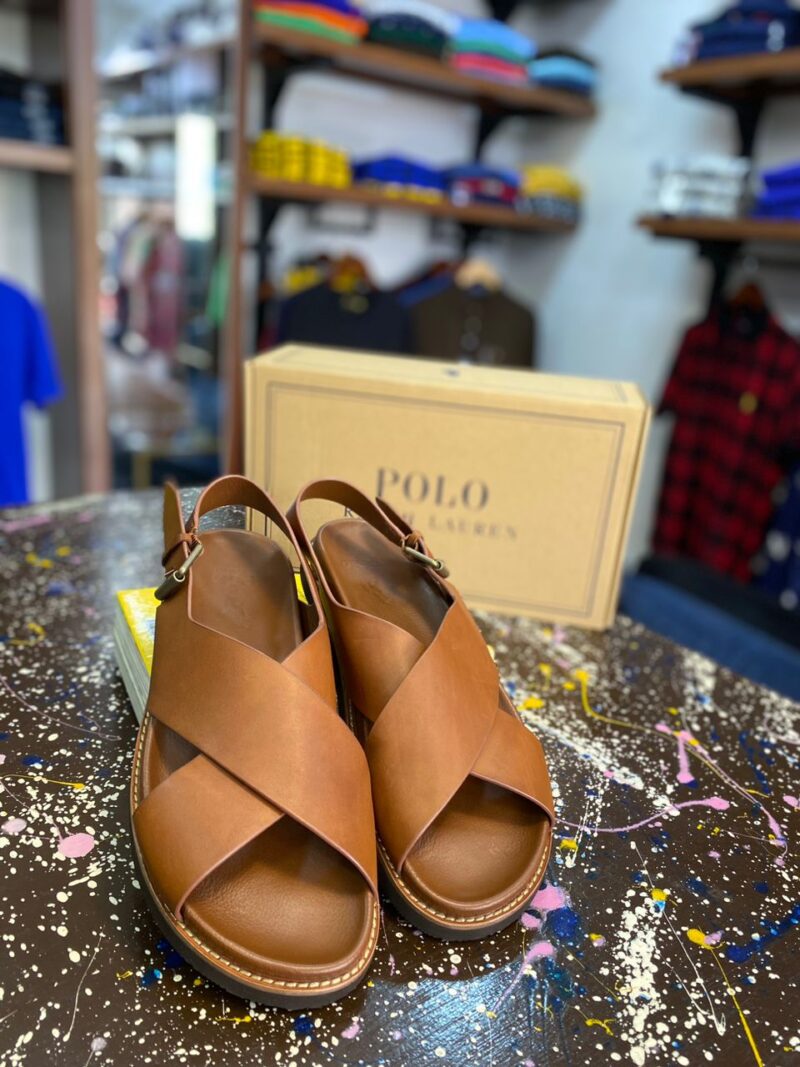 polo sandals brown