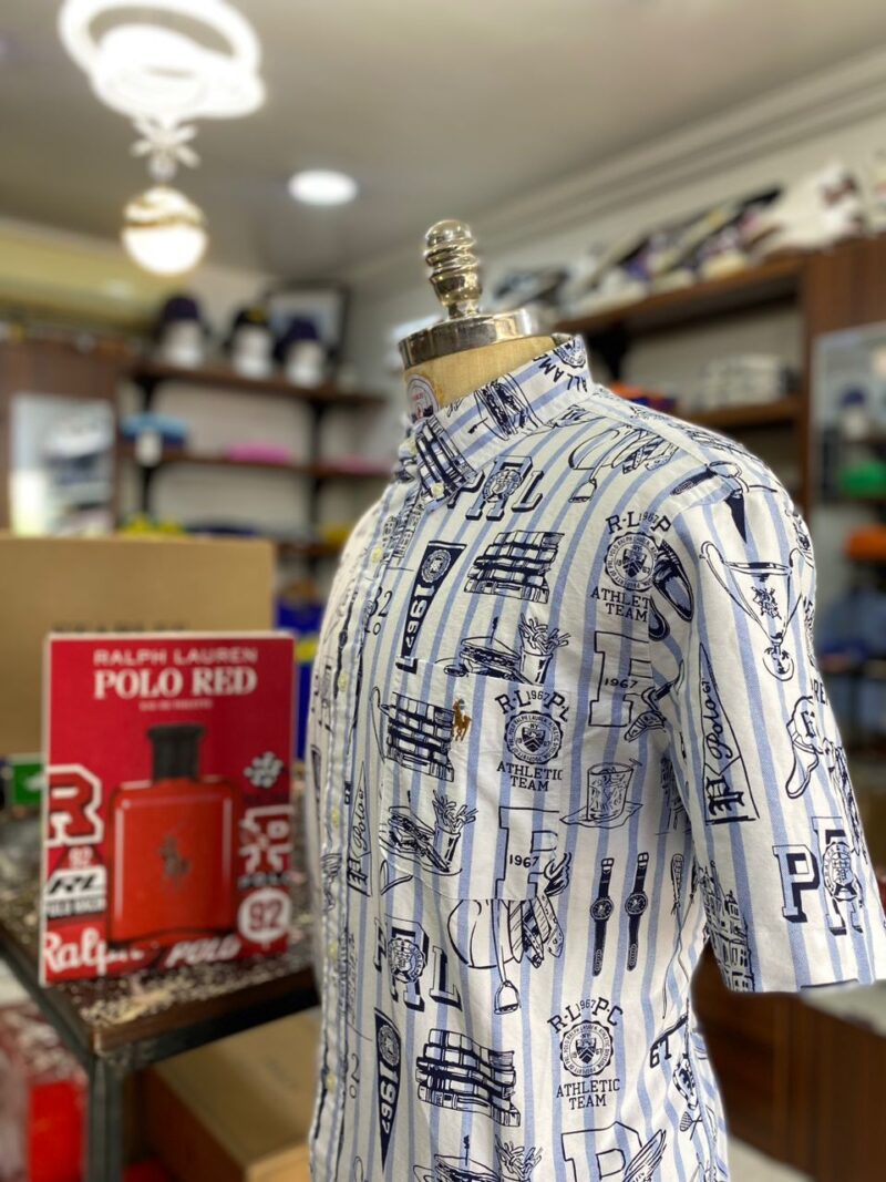 PRL PWING OXFORD SHORT SLEEVE SHIRT WHITE/NAVY L