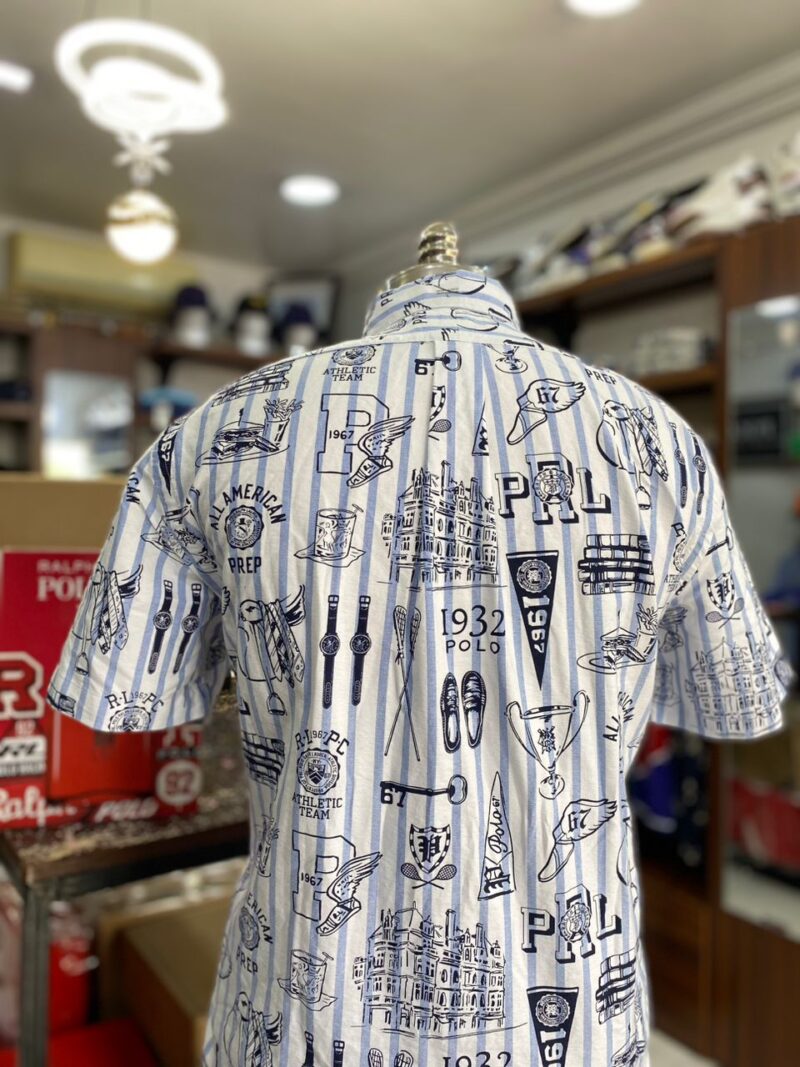PRL PWING OXFORD SHORT SLEEVE SHIRT WHITE/NAVY L