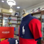 Red Navy block big pony polo