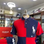 Red Navy block big pony polo
