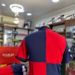 Red Navy block big pony polo